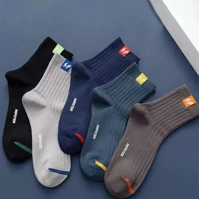 Meias quentes de meio bezerro masculinas, meias longas que absorvem o suor, meias esportivas respiráveis, na moda, versátil, outono, inverno, 5 pares