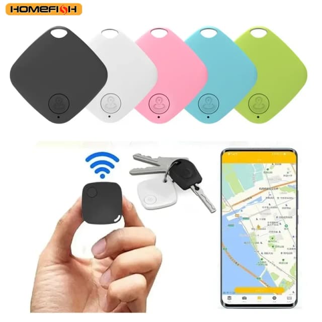 HOMEFISH Mini Bluetooth 5.0 Rastreador Dispositivo AntiLost Rodada Pet Crianças Bolsa Carteira Rastreamento Localizador Smart Finder