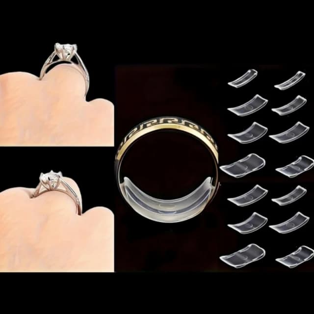 Ajustador de tamanho de anel, silicone macio, conjunto de 8 peças, confortável, antiderrapante, ferramenta de joias para noivado, casamento, fabricação de jóias
