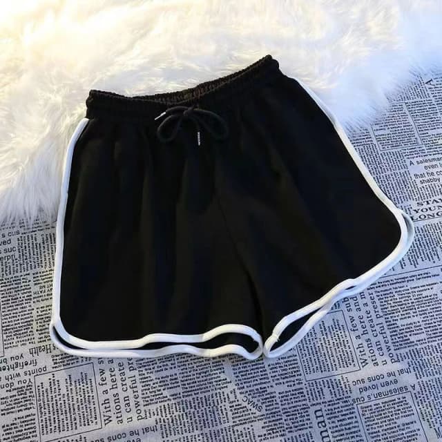 Shorts esportivos listrados femininos moda coreana casual mini shorts verão simples solto perna larga shorts senhoras novo