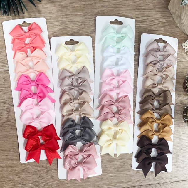 10 pçs/set cor sólida crianças arcos grampos de cabelo para meninas do bebê artesanal fita bowknot hairpin presilhas ano novo acessórios para o cabelo