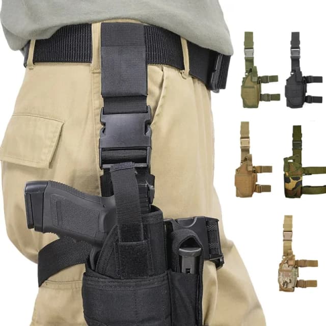 Universal esquerda direita arma coldre tático tornado gota perna coxa coldres caça militar airsoft glock arma titular saco