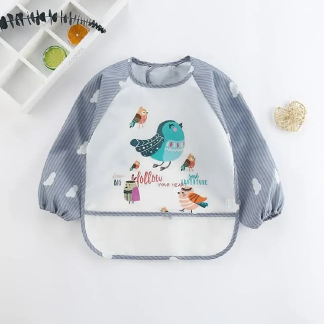 Bata impermeável para crianças, manga comprida Art Apron, babador macio do bebê, roupa de burp dos desenhos animados, 1PC