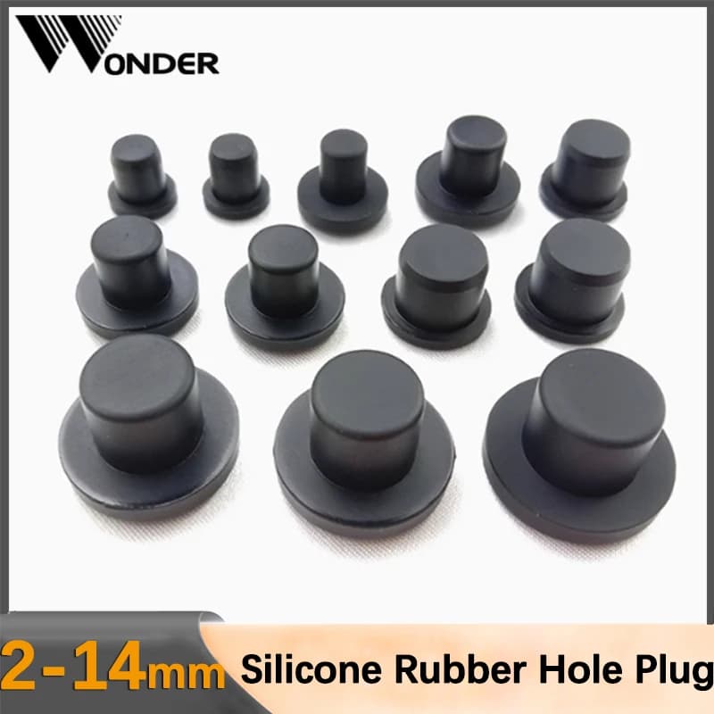 Tampas de buraco de borracha sólida preta tipo t tampões de buraco de vedação de silicone à prova d'água tampas de extremidade de vedação 2-14mm