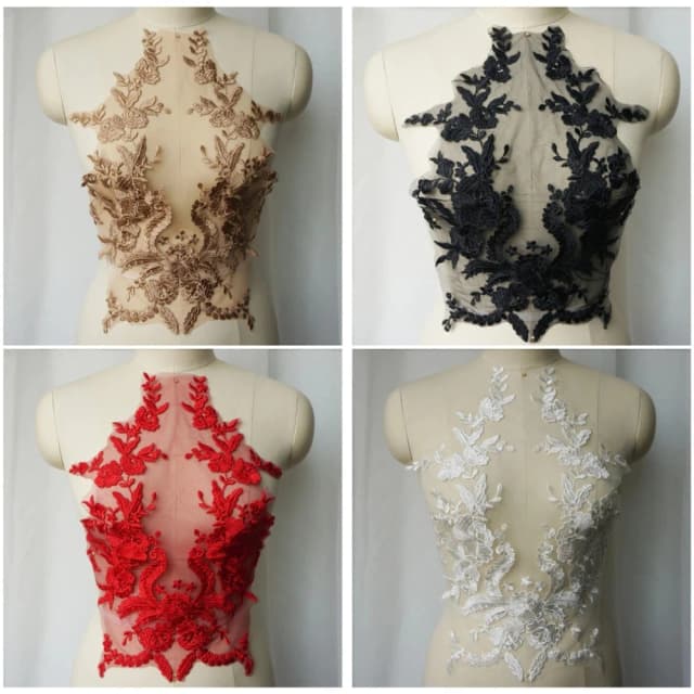 1pc bordado renda applique costura flor tecido colar remendo para festa de casamento vestido de noiva roupas diy artesanato