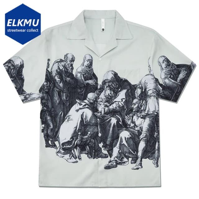 Camisas vintage masculinas verão solto casual manga curta botão acima blusa hip hop harajuku camisas de rua de grandes dimensões 2025