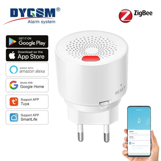 Tuya zigbee inteligente sensor de gás natural combustível doméstico detector alarme vazamento gpl proteção segurança incêndio precisa zigbee hub
