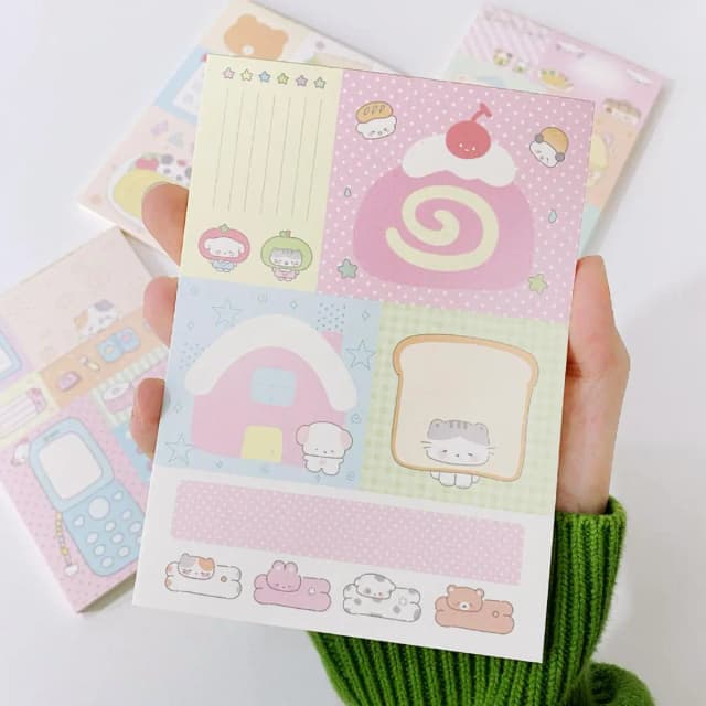 Kawaii papelaria bloco de notas 50 folhas scrapbook material nota papel multifold notas acessório escritórios livro decorativo