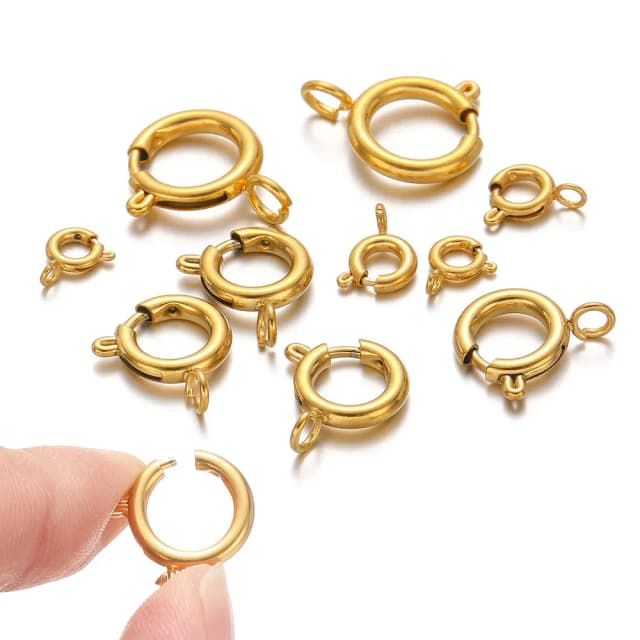 10 pçs círculo mola buttonr fechos de aço inoxidável ganchos conectores finais para diy colar fechos jóias fazendo acessórios 2030