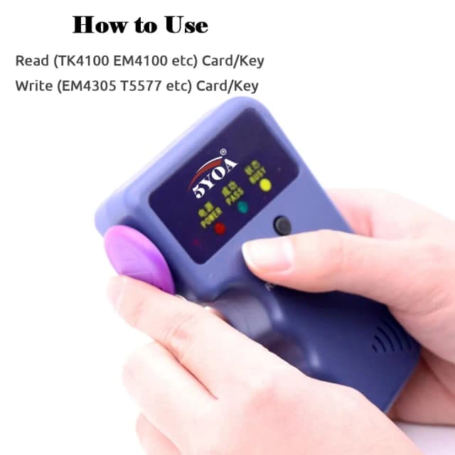 Leitor de cartão duplicador rfid 125khz, copiador em4100, programador de vídeo t5577, id regravável, keyfobs, cartão de etiquetas em4305