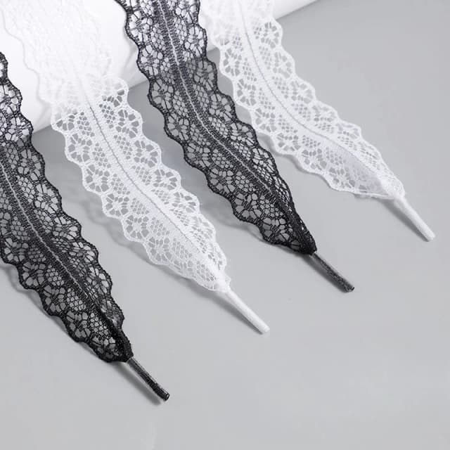 Venda quente cadarços de renda para mulheres sapatos casuais 2.9cm largura cadarço plano para tênis preto branco sapato atacadores accessorices