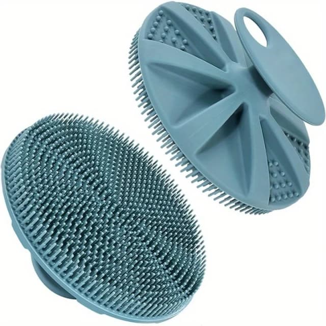 Escova de shampoo corporal de silicone macio, escova de limpeza de chuveiro portátil, esfoliante, escova de banho, massageador de cabeça, ferramentas de banho