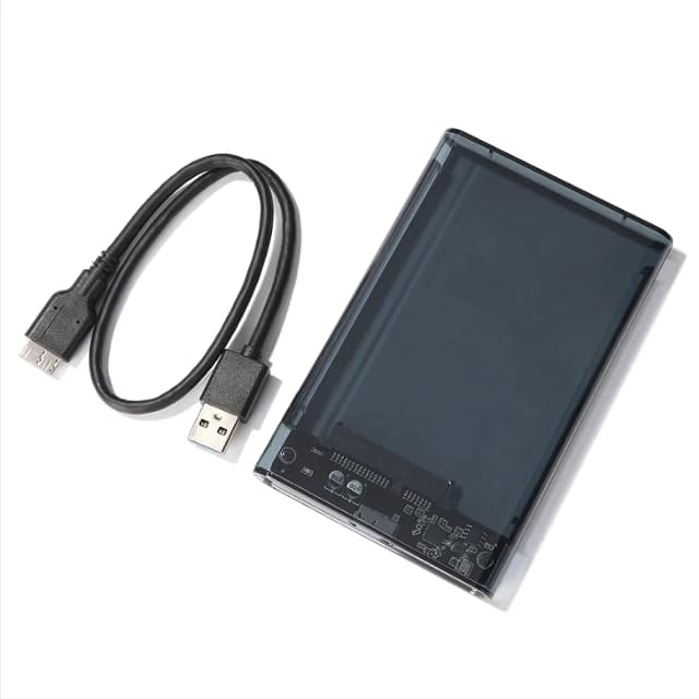 Caixa externa para disco rígido USB 2.0 de 2,5 polegadas SATA para USB 2.0 UASP transparente e portátil, com capacidade para 2 TB, sem necessidade de ferramentas.