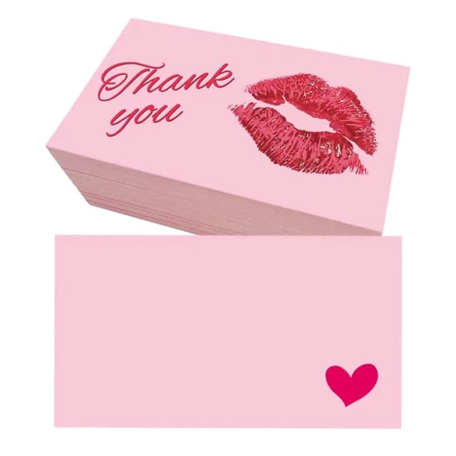 Cartões de agradecimento dupla face rosa, 10-30 peças, para pequenas empresas, cartão de presente, decoração de festa, cartões de felicitações
