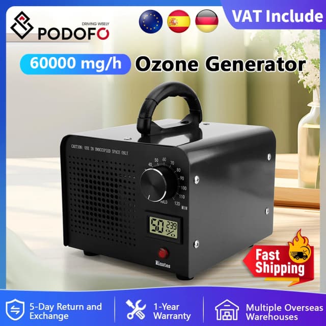 Podofo máquina de ozônio gerador de ozônio purificador de ar remover formaldeídoodor desodor casa cozinha escritório carro ozônio animais de estimação mais limpo