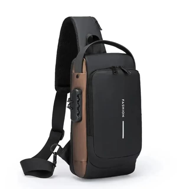 Nova Bolsa Transversal Masculina de Designer em Couro PU Clássica Antifurto Bolsa de Ombro Multifuncional para Homens