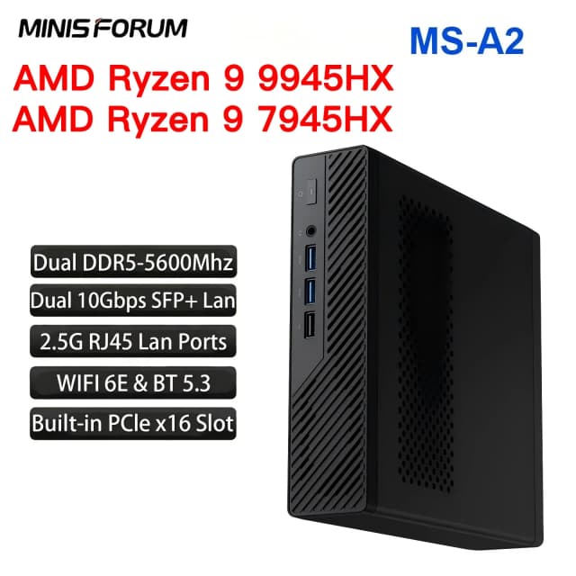 MINISFORUM MS-A2 Mini PC AMD Ryzen 9 9955HX/7940HX Usado original SSD WIFI6E BT5.2 Dual 10G SFP + Gaming MINI PC Computador