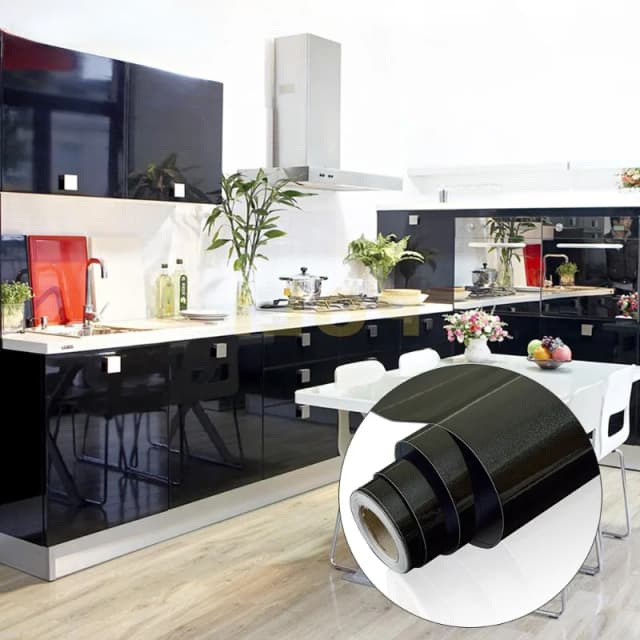 Película decorativa de cor sólida de 80cm, papel de parede autoadesivo de pvc, adesivos para renovação de móveis, armário de cozinha, papel de parede à prova d'água