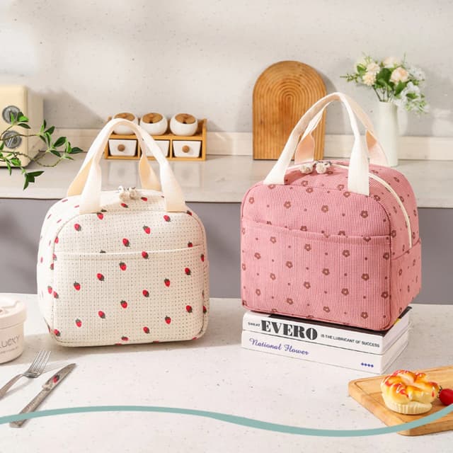 Bonito floral impresso bolsas de alimentos portátil saco de almoço térmico durável à prova dwaterproof água escritório refrigerador gelo isolado caso acampamento ins saco