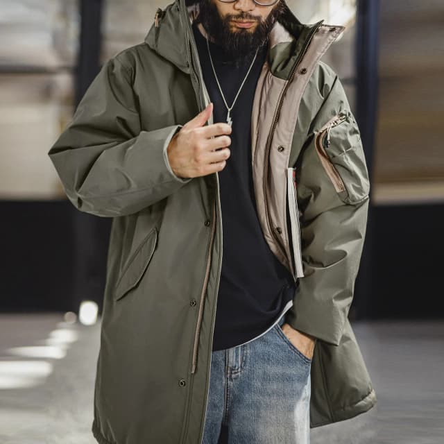 Maden vintage masculino M-51 fishtail parka comprimento médio pato branco para baixo jaqueta de enchimento resistente à água quente trench coat para o inverno