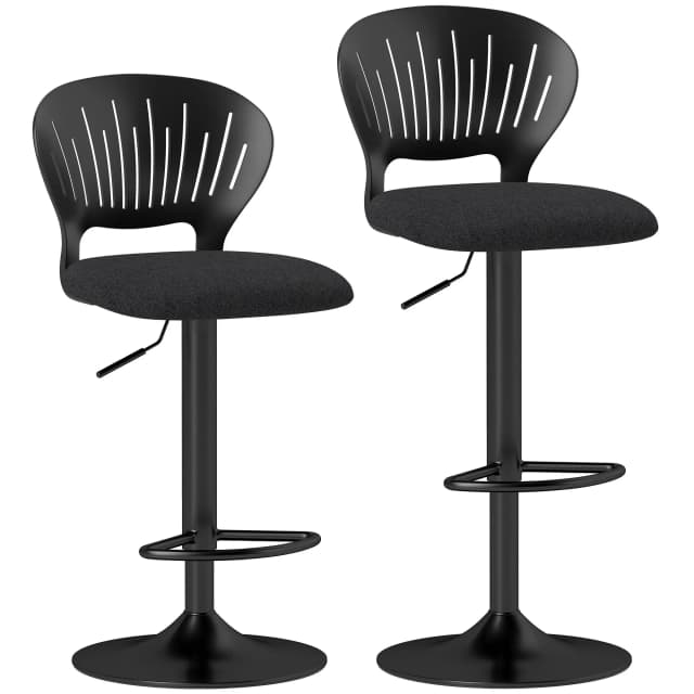 Conjunto Homcom de 2 360 °   Cadeiras Altas Giratórias para Cozinha °   Cadeiras de bar com altura ajustável de 84-105 cm