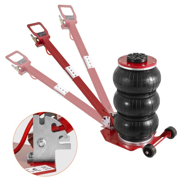 SucceBuy Cric pneumático de 3 toneladas/5 toneladas, saco triplo, cric de ar, levantamento rápido, resistente, reparo de carro, haste dobrável, jacks com duas rodas