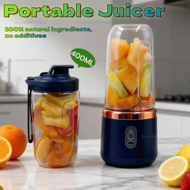 Liquidificador Portátil de Dupla Câmera USB, Mixer de Frutas para Smoothies, Milkshakes e Sucos, Processador de Alimentos Compacto, Espremedor de Laranja