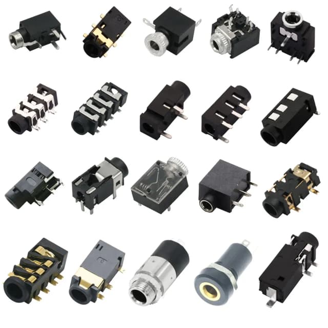 PCB DIP SMD Headphone Jack soquete, conector fêmea de áudio Jack, através de furos, PJ-242, 301M, 313E, 320D, 327A, 391, 392, 393, 2,5mm, 3,5mm