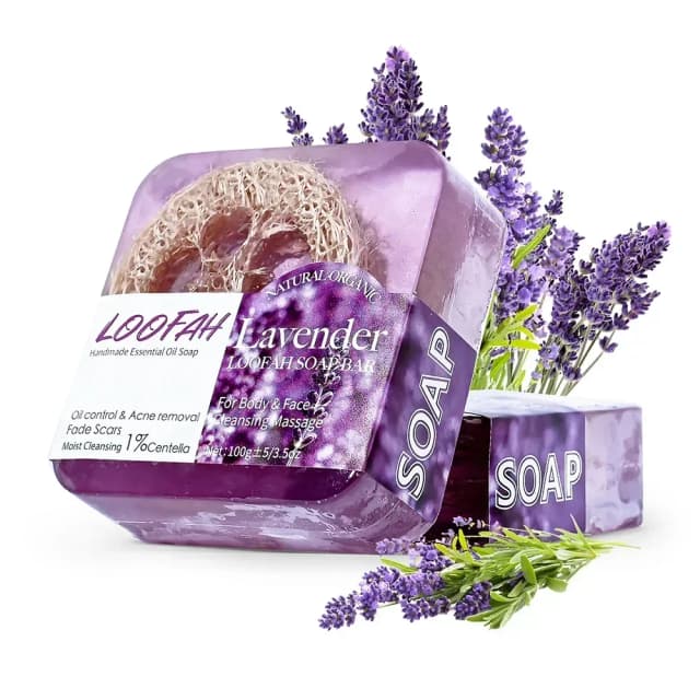 Sabonete de ácido kójico feito à mão com bucha 100g limão lavanda rosa cúrcuma óleo essencial barra de banho novo design esfoliante limpeza