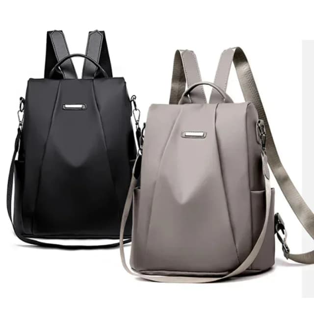 Nova mochila feminina multifuncional de nylon, cor sólida, leve, impermeável, com grande capacidade e alça de ombro removível.