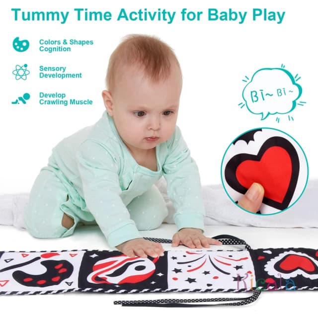 Livro de pano para bebês, brinquedos de alto contraste para bebês de 0 a 36 meses, brinquedos para berço recém-nascido, preto e branco, animais sensoriais, livros de pano, brinquedo montessori