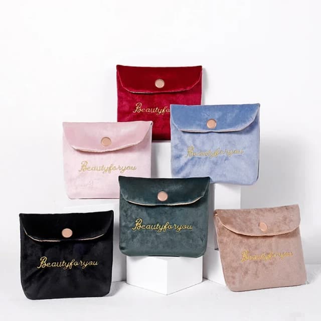 Mulheres menina veludo bonito pequeno saco de cosméticos guardanapo de viagem almofada sanitária batom organizador bolsa bolsa sacos de maquiagem caso bolsa