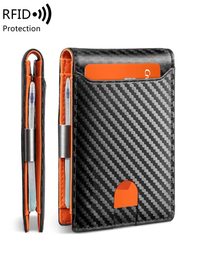Carteira masculina minimalista e elegante barreira RFID multifuncional ultrafina carteira de 11 cartões dobrável e portátil para homens c