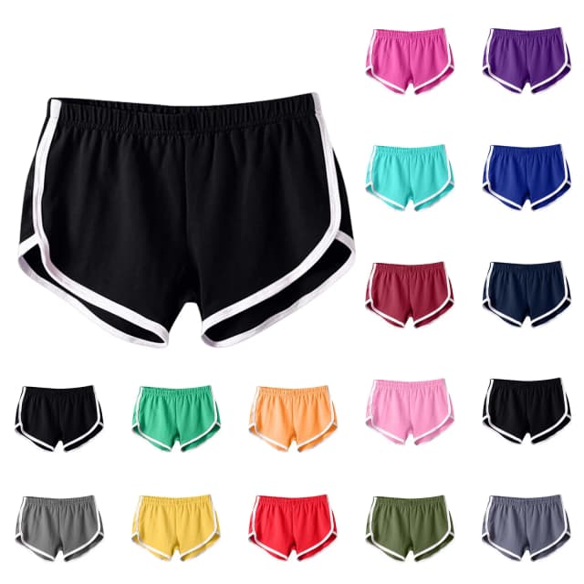 Calções esportivos femininos verão nova cor doce anti esvaziado shorts magros casual senhora cintura elástica praia correndo calças curtas