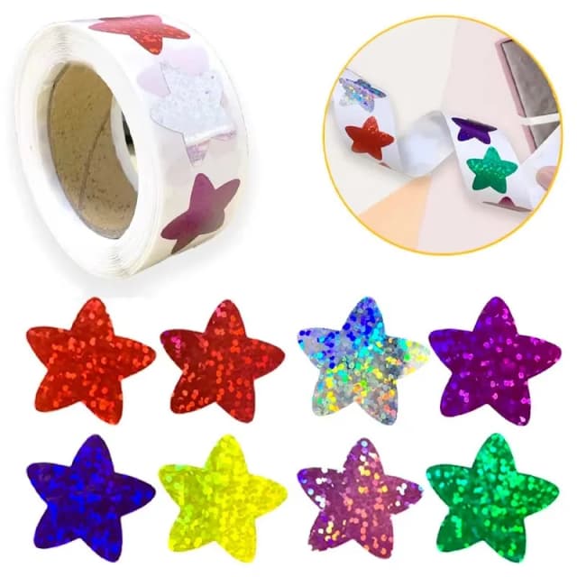 100-500 pçs nova estrela adesivos rolo pequeno pacote de embalagem adesivos photocard decoração coração feito em casa rolamento adesivo tz304