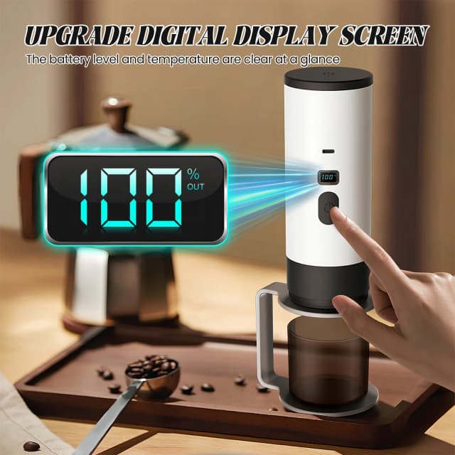 Máquina de Café Elétrica Portátil 3 em 1, Máquina de Espresso Recarregável USB de 20 Bar, Aquecimento Rápido, Adequada para Viagens/Carro/Uso Doméstico