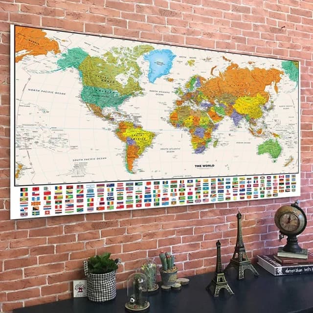 150x100cm o mapa do mundo decorativo pendurado imagem pintura arte da parede cartaz tecido não tecido crianças suprimentos educativos