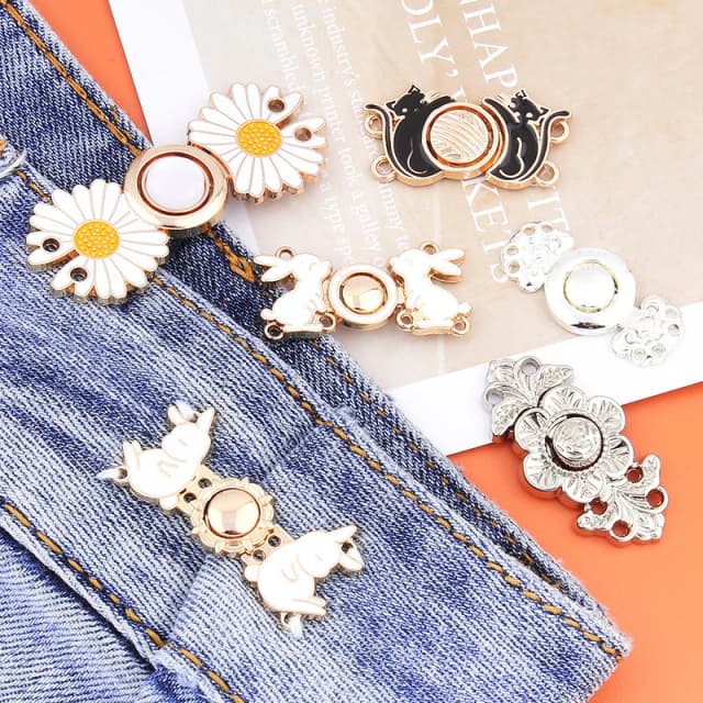 1 pc jeans fivela cintura fechamento apertar botão de cintura pinos de metal destacáveis clipe de cintura ajustável botões ornamentos de cintura