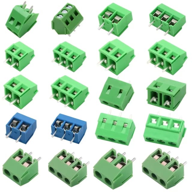 Terminais de Parafuso para PCB com Passo de 2.54/3.5/3.81/3.96/5.0/7.5/7.62/8.5mm, Tipo Bloco de Emenda KF103/126/128/301/350 - Terminais de Parafuso de 2 e 3 Pinos
