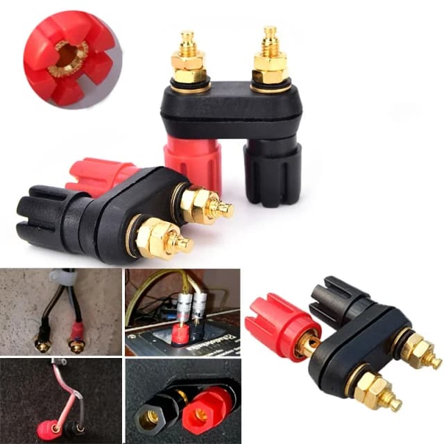Alto-falante banana plug ligação post terminal conector banana tomada dupla fêmea banana plug para amplificador de alto-falante