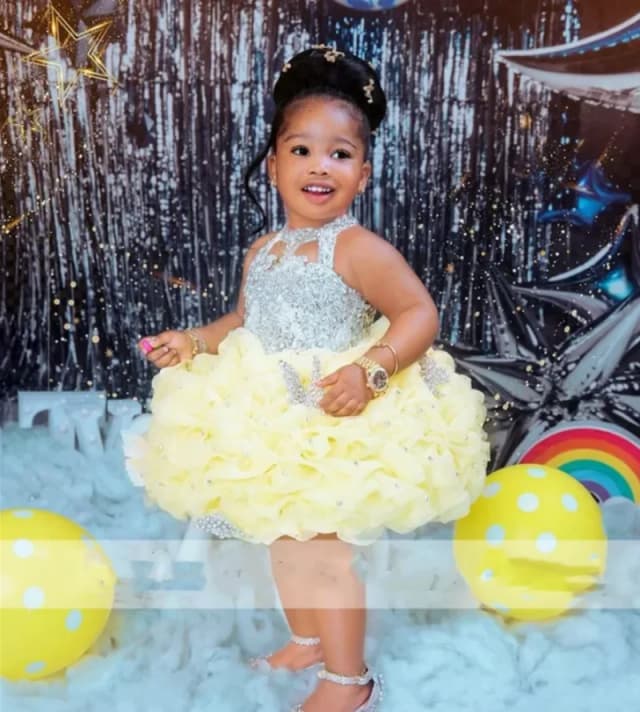 Vestidos de menina de flor sem mangas personalizados para cristais de casamento pérolas babados princesa menina festa de aniversário primeira comunhão vestido