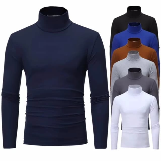Roupa interior térmica topos masculino primavera roupas camisa térmica outono inverno collants gola alta fino ajuste manga longa camiseta