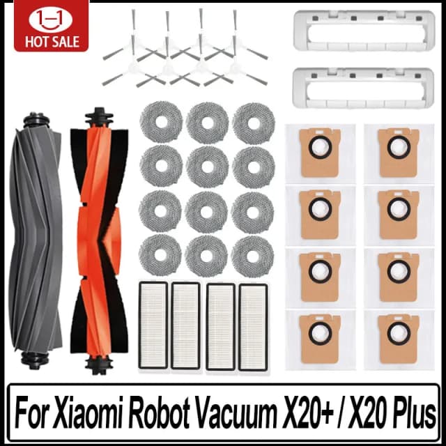 Para xiaomi robô vácuo x20 +/x20 plus saco de pó mop pano acessórios escova lateral principal filtro hepa peças reposição