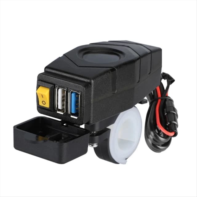 Carregador USB para guidão de bicicleta elétrica C1FB 20-80V 24V 36V 48V 60V QC3.0 Adaptador de carregador rápido (luz vermelha)