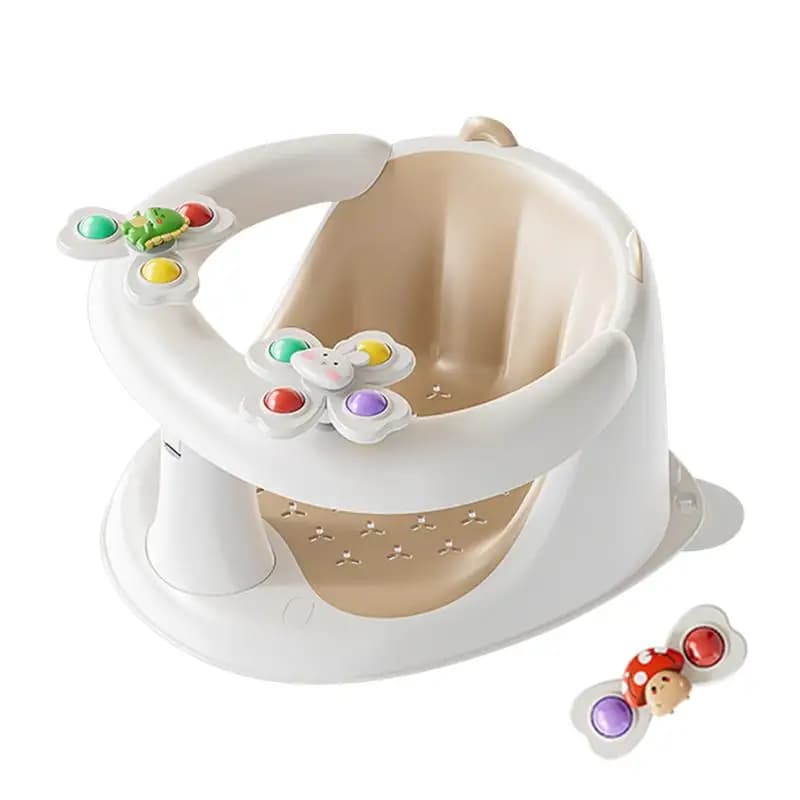 Assentos de banho para bebês sentados cadeira de banho para crianças assento de banho antiderrapante com brinquedos giratórios para 1-3 anos de idade para banho
