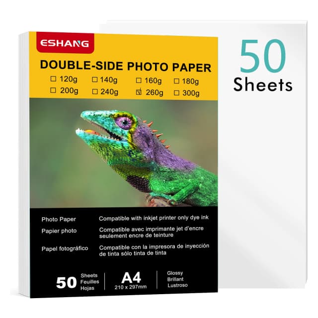 Glossy Heavyweight Photo Paper, Double Sides, adequado para impressora jato de tinta, novo, 50 folhas, A4, 260gsm, 8,3x11,7 polegadas