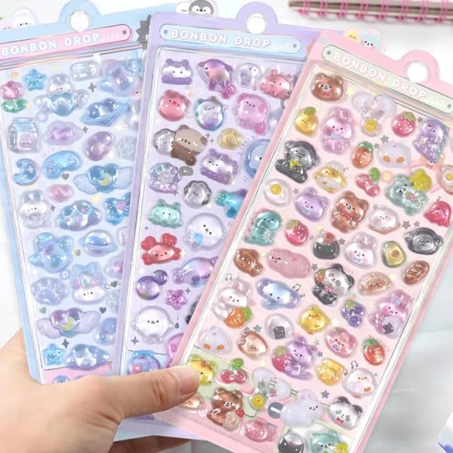 Criativo doce fantasma coelho gota 3d alívio adesivos scrapbooking diy diário papelaria adesivo decoração bonito adesivos estéticos