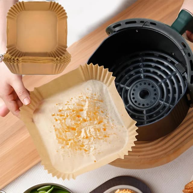 100 pçs descartável fritadeira de ar papel absorvente de óleo e anti óleo bandeja de papel antiaderente almofada de cozimento grande dureza quadrado