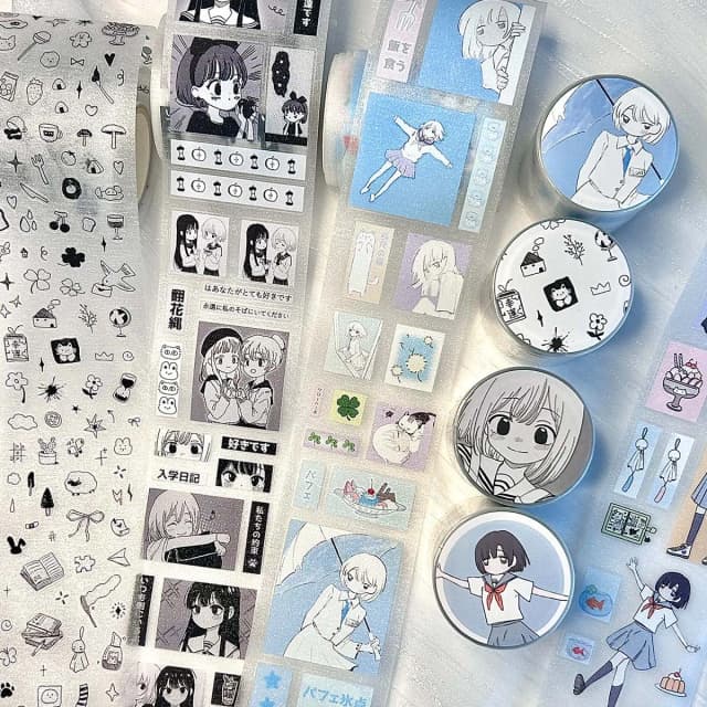 Scrapbooking adesivos pet personagem adesivo fitas washi fita bonito deco adesivos para artes diy artesanato álbum diário planejador