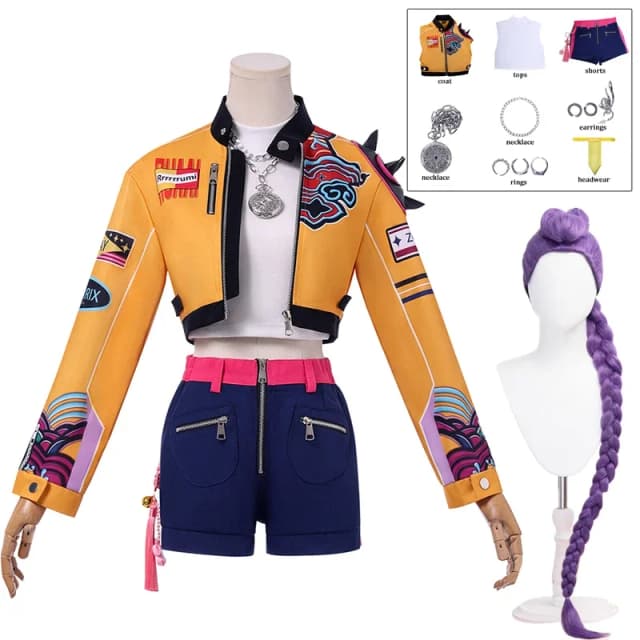 Kpop rumi cosplay traje peruca feminino meninas halloween carnaval comic-con festa role play outfits